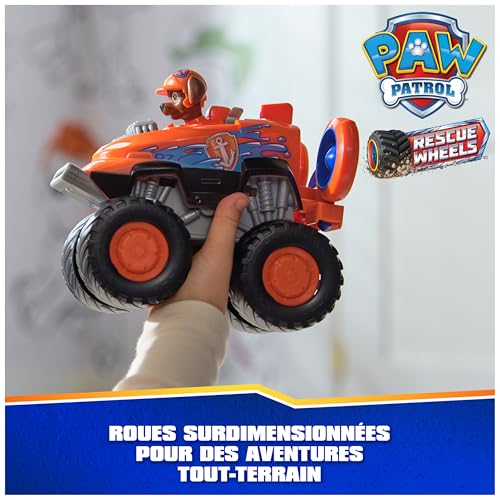 Paw Patrol - Pat Patrouille - Véhicule Figurine Zuma Rescue Wheels - Voiture Figurine À Collectionner - 2 Projectiles - Tout-Terrain - Pat Patrouille Jouet - Voiture Enfant - Jouet Enfant 3 Ans Et +