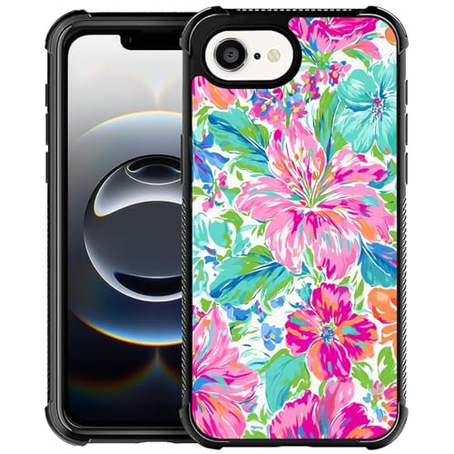 Coque iPhone 16e antichoc pare-chocs corners motif fleurs tropicales