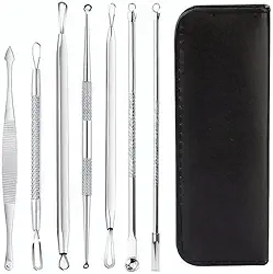 Kit Removedor de Cravos e Espinhas com 7 Peças Profissional em Aço Inoxidável Design Ergonômico Antideslizante Limpeza de Pele Segura Fácil de Higienizar Durável Linha Premium