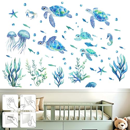Amimagen Turtle Wall Decals for Bathroom: Under 30 Minutes Installation