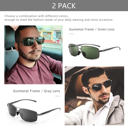 Image of SUNGAIT UV protection Ultra Lightweight Rectangular Polarized Sunglasses