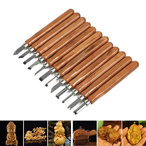 Wood Carving Tools Delicacy 12Pcs Set Professional Carbon Steel Carving Chisels Knife Kit