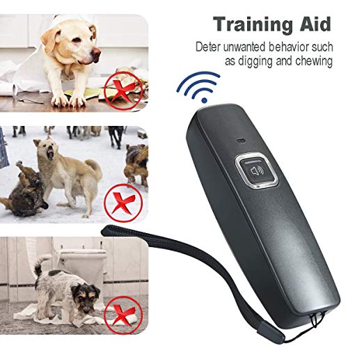 PetUlove Dog Bark Deterrent,Ultrasonic Anti Barking Device, 2 in 1 Handheld Dog Behavior Training Tool of 16.4ft Control Range with LED Indicator Wrist Strap Dogs Indoor Outdoor