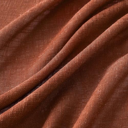MIULEE Burnt Orange Kitchen Curtains 36 Inch Length 2 Panels, Soft Thick Linen Textured Semi Sheer Light Filtering Short Cafe Tier Curtains for Small Half Window Back Tab Rod Pocket Fall Boho Decor