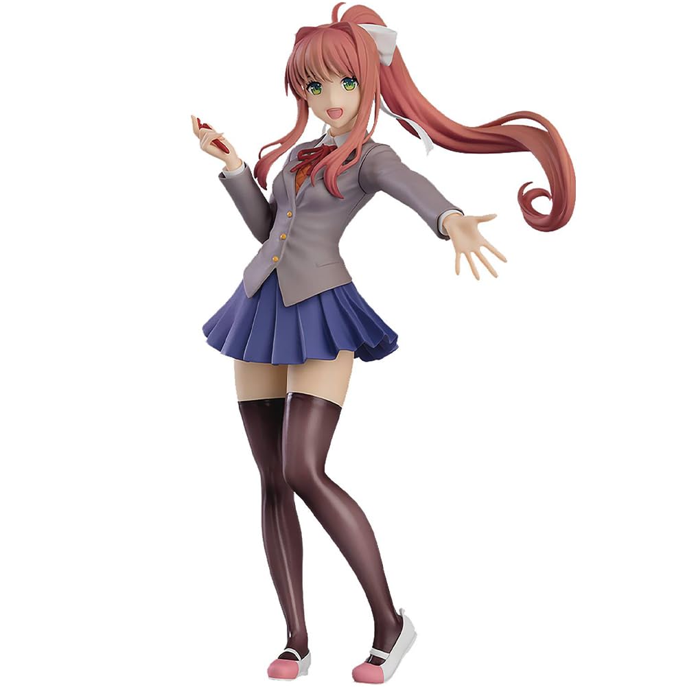 Anjinguang Monika Figure Monika Anime Figurine Manga Character Statue 18cm PVC School Uniform Style Standing Pose Model Desktop Decoration Collectible for Fans