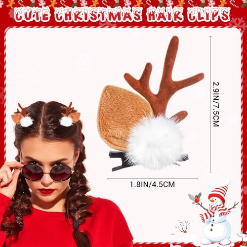 Pequeñas pinzas para el cabello con orejas y cuernos de ciervo para disfraz de Halloween y accesorios navideños para fiesta y cosplay miniatura 2
