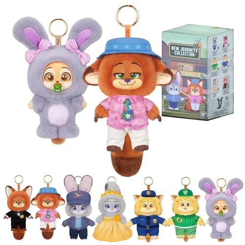 MINISO Disney Zootopia Soft New City Tour Series Vinyl Plush Toy Blind Box Cute Mystery Animal Figurines, Collectible Surprise Gift Figure Model Random Design for Home Decor Birthday Gifts, Single Box