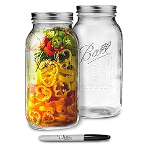Wide Mouth Mason Jars 64 oz – 1/2 Gallon Mason Jar – Ball Mason Jars 64oz With Lids – Large Mason Jar 64 Ounce – Wide…