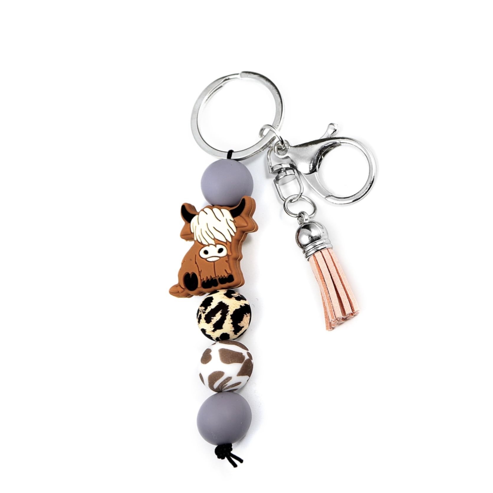 COLORFUL BLING Highland - Llaveros de animales de vaca para accesorios de mochila, cuentas de silicona unisex para llaves de coche
