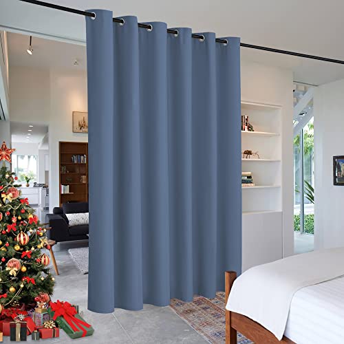 Image of RYB HOME Privacy Room Divider Curtains Blackout Thermal Insulating Soundproof Partitions for Restroom Dorm Apartment Separator Kids Nursery Home Office Meeting, 1 Panel, Stone Blue, W 120 x L 96 inch