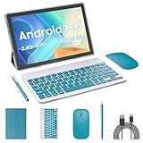 RUIQIAI Tablet Android 15, 2 in 1 Tablets 10 inch with Keyboard Mouse Case Stylus, 8GB+64GB+1TB Expand, 1280 * 800 IPS Touch Screen Computer, 5G WiFi 6, L1, Long Battery Life Tablet （Green）