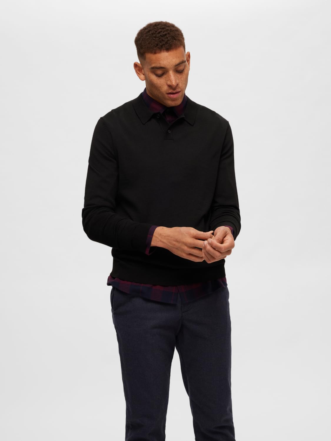 SELETED HOMME Herren Slhtown Merino Coolmax Knit Polo Noos Pullover