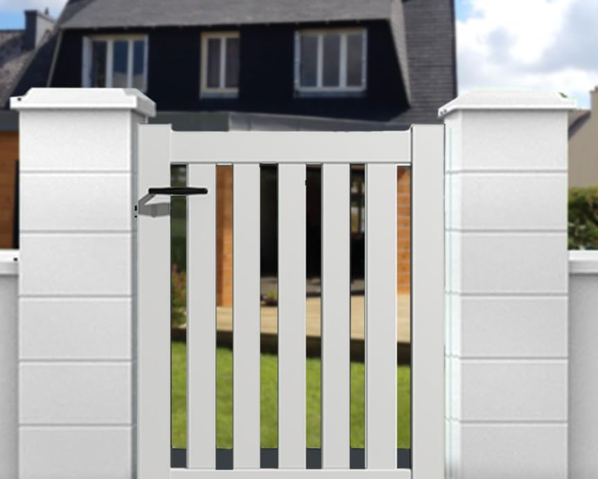 Portillon aluminium battant de jardin pas cher ajouré 1M20X1M (BLANC RAL 9010)