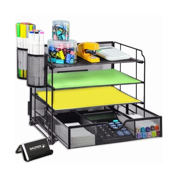 DALTACK-4-Trays-Desktop-File-Organizer-with-Pen-HolderLetter-Tray-Paper-Organizer-with-Drawer-and-Pen-Holders-Black-Mesh-Office-Supplies-File-HolderDesk-Organizer-for-Office-School-Home DALTACK-4-Trays-Desktop-File-Organizer-with-Pen-HolderLetter-Tray-Paper-Organizer-with-Drawer-and-Pen-Holders-Black-Mesh-Office-Supplies-File-HolderDesk-Organizer-for-Office-School-Home