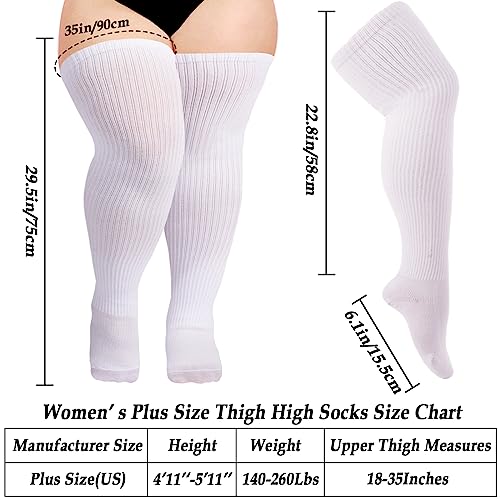 Image of Moon Wood Plus Size Thigh High Socks for Thick Thighs- Womens Knit Cotton Extra Long Over the Knee High Socks Leg Warmer