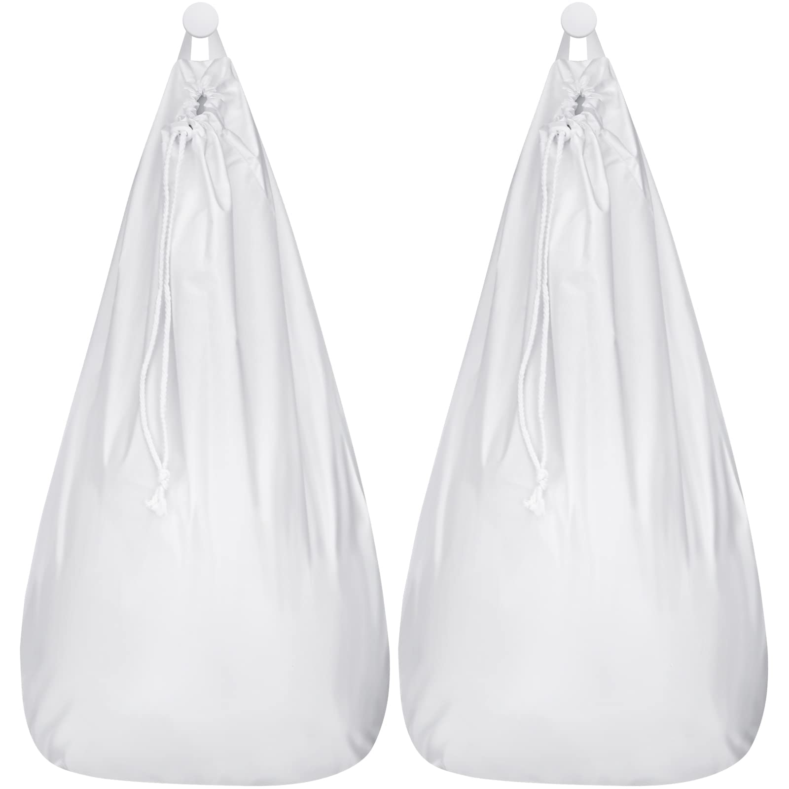 Amylove 2 Pieces Reusable Pail Liner for Cloth Diaper Large Washable Diaper Pail Bag Hanging White Pail Pouch with Hanger and Zipper Waterproof Laundry Bag for Baby Diaper Laundry