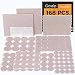 PREMIUM Furniture Pads Set 168 Pcs Value Pack Beige - Heavy Duty Adhesive Felt Pads for Furniture Feet, Assorted Sizes with Noise Dampening Clear Rubber Bumpers. Protect Hardwood & Laminate Flooring