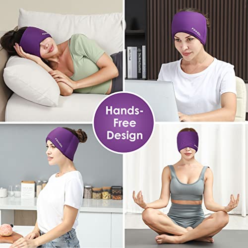 Fdmgel Ice Head Hat, Ice Pack Cap, Ice Head Wrap, Cold & Hot Penetration, Comfortable &Strechable (Purple) #TOP6