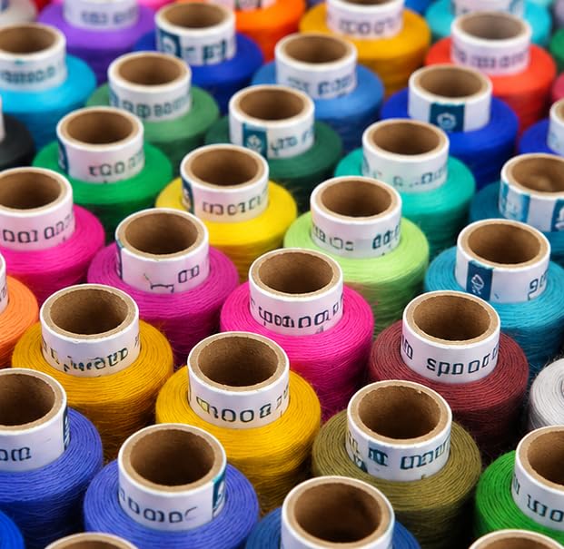 Image of Coats Spade Poly Sewing Thread, Multicolor, Spun Polyester, 300m, 100 Reels, for Sewing Machine, Boutique & Embroidery