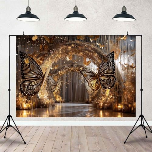 Fondo fotográfico mariposa dorada 7x5 ft miniatura 4
