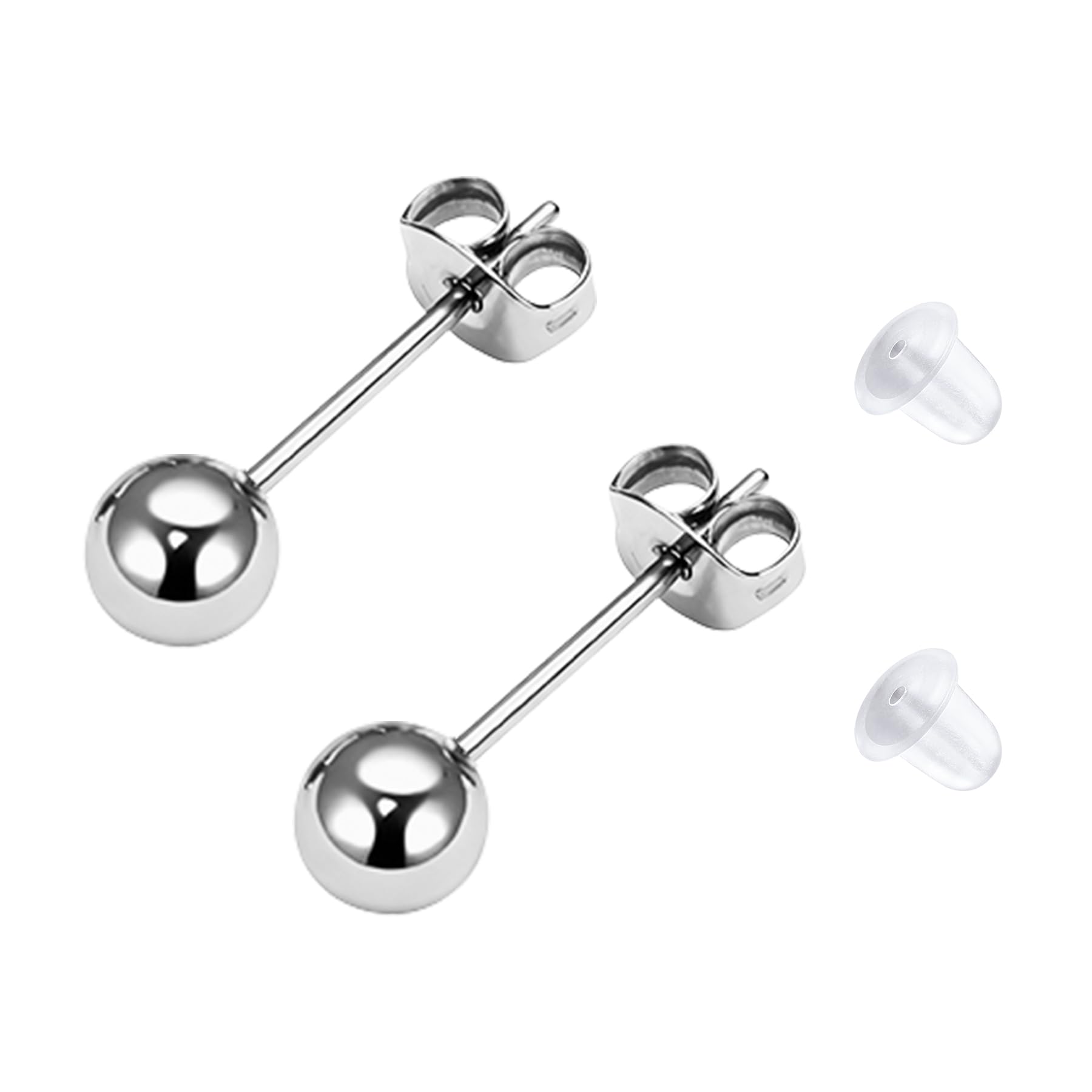 LAURITAMI G23 tytanowe okrągłe kolczyki sztyfty, srebrne, złote, 3 mm, 4 mm, 5 mm, 6 mm, tytanowe kolczyki do chrząstki dla wrażliwych uszu, dla kobiet i mężczyzn