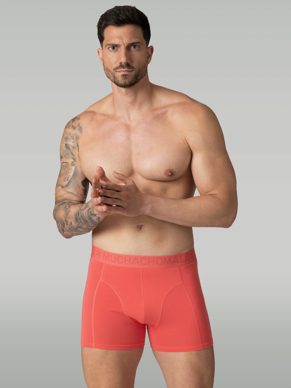 Muchachomalo Calzoncillos para Hombre, Ropa Interior Lisa de Algodón para Hombre, Pack de 4 Unidades, Bóxers Lisos de Corte Clásico con Cintura Elástica