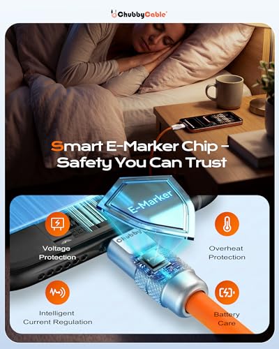 Image of chubbycable Chubby 2.0 Fast Charging Cable Durable Soft Silicone USB C Cable 240W Extra Thick Charger Cord Compatible with iPhone 17-15 Series iPad, Yellow, Type-C to Type-C, 9.8 FT