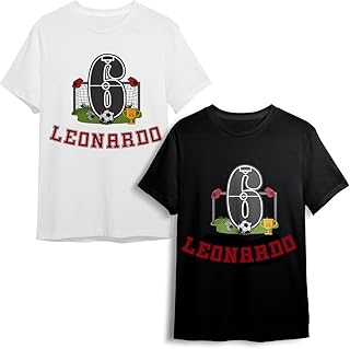 Evyre | Pack Cumpleaños Personalizado | Camiseta Personalizada O Body Bebe Personalizado con Nombre Y Número + Topper Tarta Personalizado De Metacrilato Colores para Decoración Cumpleaños | Futbol