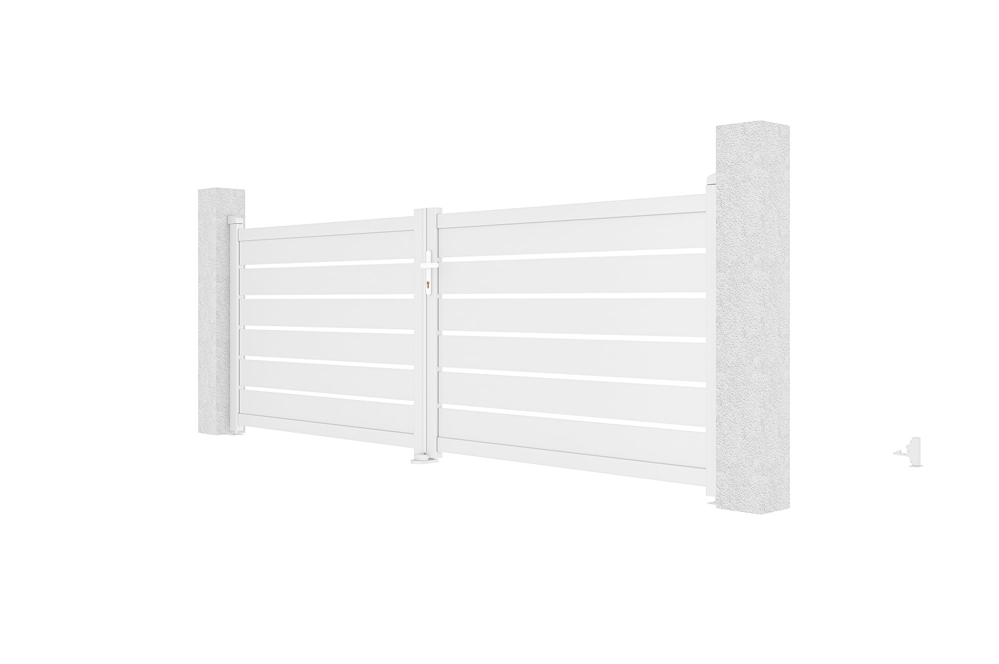 Casanoov Portail battant 3,5m VOGEL H.120cm alu blanc + 2 poteaux 15x15cm H.166cm BLANC