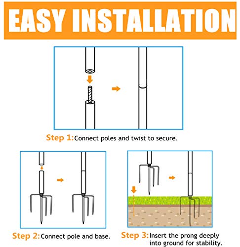 Brillihood Outside String Light Pole, 9ft Sturdy 4 Prong Fork Pole Stand, LED Solar Hanging Bulbs Used for Patio, Backyard, Courtyard Garden, Chrismas, Café Wedding Light Décor, (2-Pack)