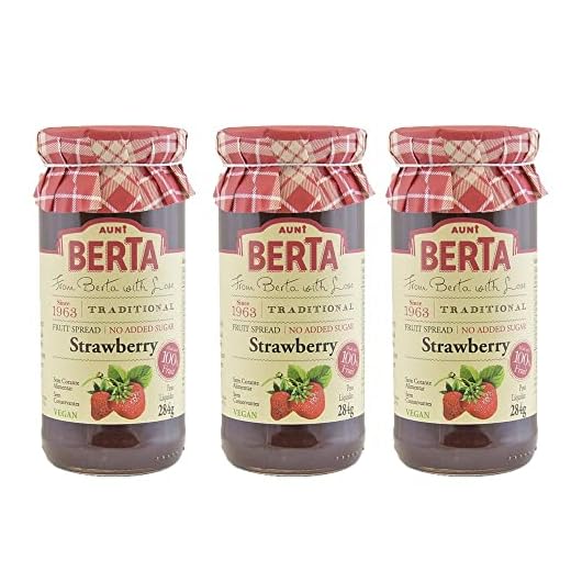 Kit com 3 Unid. Geleia Israelense Morango Sem Açúcar Aunt Berta 284 G