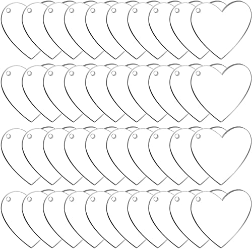 Anistuff Round Shape Keychain Blanks - Clear Acrylic 3mm Transparent Circle Discs for Crafting and Vinyl (Heart 2 Inch, 25 Pieces)