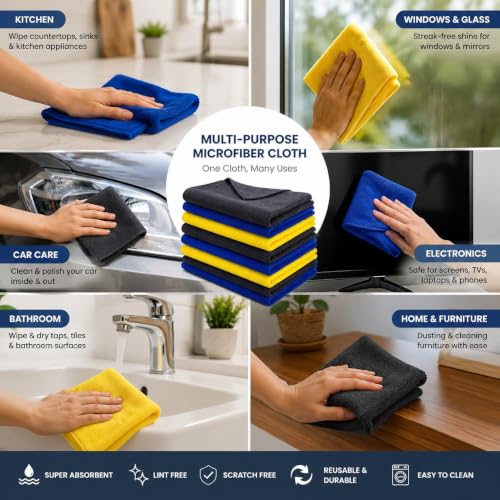 Image of Best Microfiber Cloth for Car Cleaning 280gsm 40x40cm Assorted