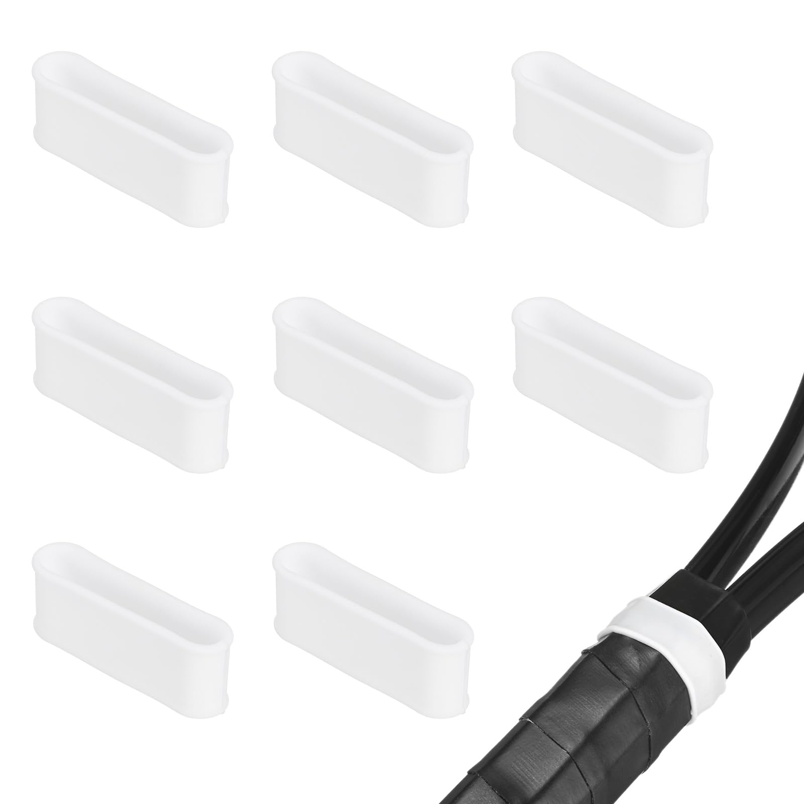 M METERXITY 8-Pack Tennis Racket Silicone Rings, Non-Slip Racket Rubber Ring Absorbent Overgrip in Place for Pickleball/Racquetball/Badminton/Squash/Baseball Bat Handle[White]