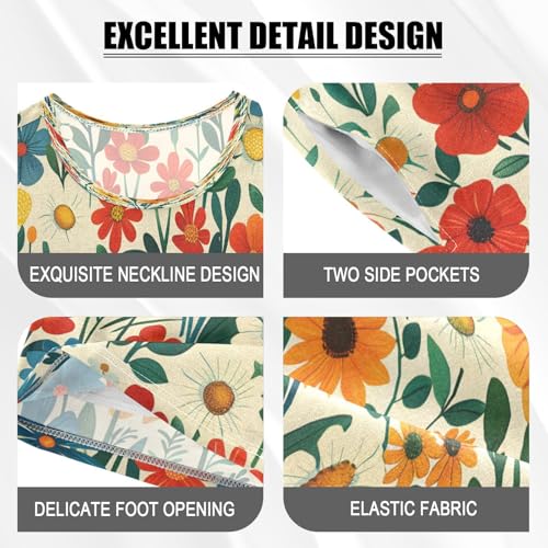 senya Short Sleeve Pajamas Sets Summer Cotton Sleepwear Flower Tile White Color Yellow Red4