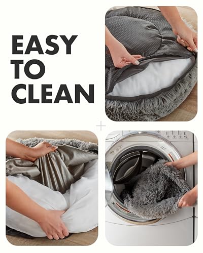 Ohgeni PBH3V114 Calming Donut Dog & Cat Bed, Machine Washable Plush Waterproof Zipper Cover, Anti-Slip Round Cuddle Comfort Pet Bed thumb #2