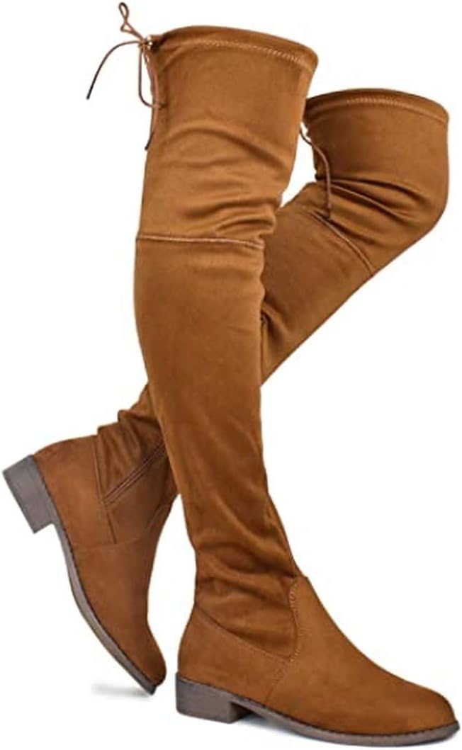 Nature Breeze Women Faux Suede Thigh High Drawstring Riding Boot FF72