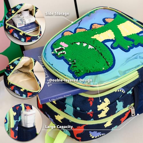 Toddler Backpack for Boys and Girls, Cute Dinosaur Backpack for Preschool or Kindergarten, Sequin School Bag Kids Backpack3