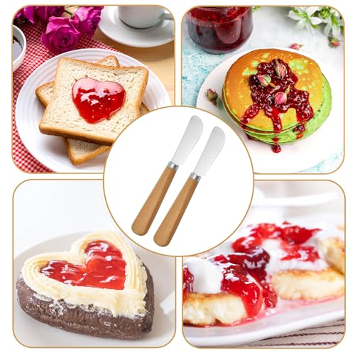 2PCS Wooden Butter Knife Spreader Wood Handle Stainless Steel Blade Butter Knives Set Of 2 Old Fashioned Smooth Spreading Cream Cheese Buttercream Jam Spreader for Bagels Sandwiches Fruit Bread - Image 7