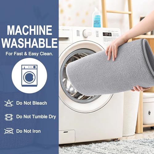Image of OLANLY Thick Memory Foam Bathroom Runner Rugs 59x24, Extra Soft Absorbent Long Bath Rug, Quick Dry, Machine Washable Bath Mats, Non-Slip Mat for Bathroom, Tub and Shower, Home Decor Accessories, Grey
