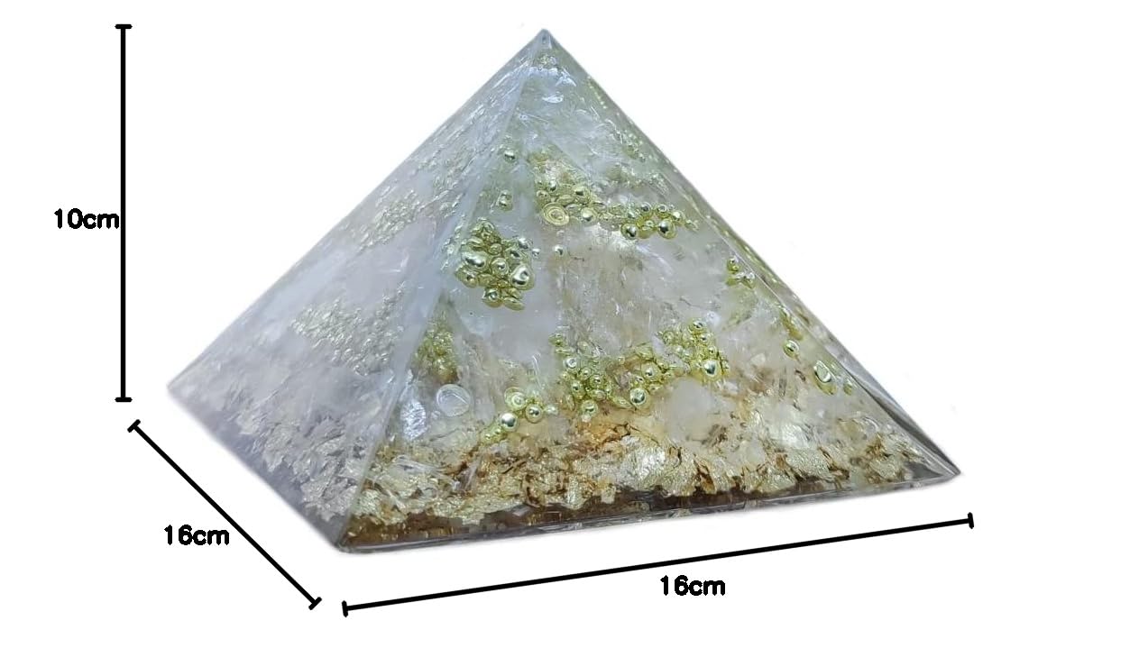 Grande orgonite piramide di cristallo di purezza, grande opera d'arte in orgonite spirituale con pietre preziose, cristallo di rocca, cristallo laser, diamante Herkimer, XXL, 16 cm