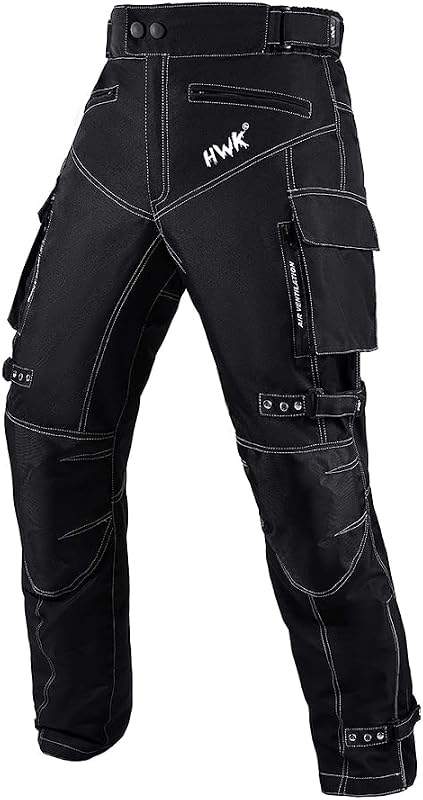 Pantalones de moto HWK Dual Sport para hombre con tejido textil Cordura resistente al agua y armadura de protección contra impactos