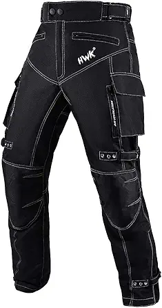 HWK Dual Sport Motorcycle Pants for Men with Water-Resistant Cordura Textile & Impact Protection Armor