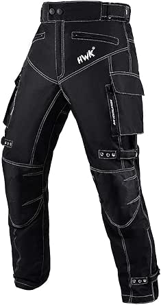 HWK Motorcycle Pants Mens with Armor, Water-Resistant Cordura Fabric.