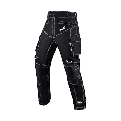 HWK Dual Sport Motorcycle Pants for Men with Water Resistant Cordura Textile Fabric & Impact Protection Armor