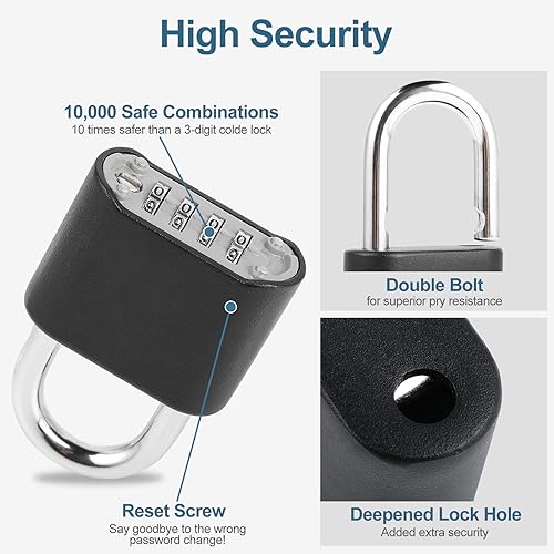 Image of DELSWIN Heavy-Duty Combination Padlock Locker Lock - 4 Digit Combination Lock with Hardened Steel Shackle, Weatherproof Combo Lock for Outdoor, School Gym Locker, Fence, Shed, Gate, Trailer (4 Pack)