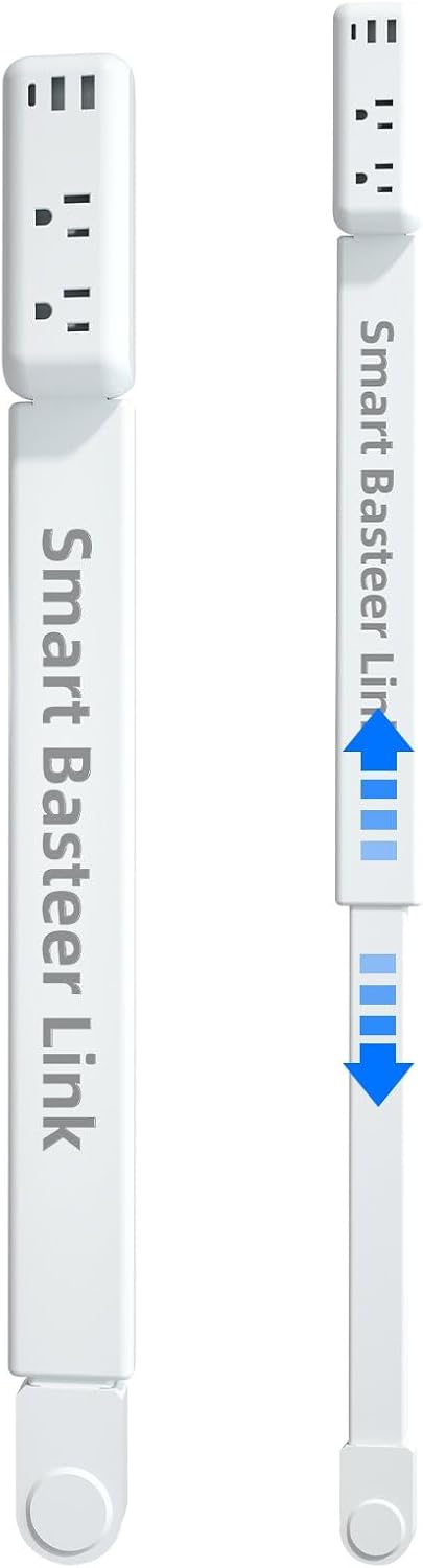 Electrical Outlet Extender, 180° Rotatable Outlet Extender 22"-34" Extendable Electrical Wall Outlet Extender with USB A & USB C and 2 Stickers for Sofa Nightstand Dresser Desk