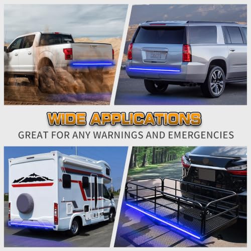 Image of XRIDONSEN 48 inch Blue Emergency Lights Strip Tailgate Strobe Lights