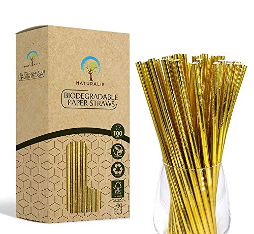 Pitillos de Papel Dorado Biodegradables Pack 100 miniatura 1