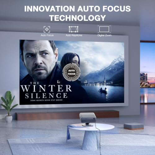 Image of [Now with Netflix & 4700 ANSI] 4K Projector with WiFi and Bluetooth,TOF Real-Time Auto Focus Projector, AuKing Outdoor Movie Home Proyector with Omni-Adjustable Stand(grey)